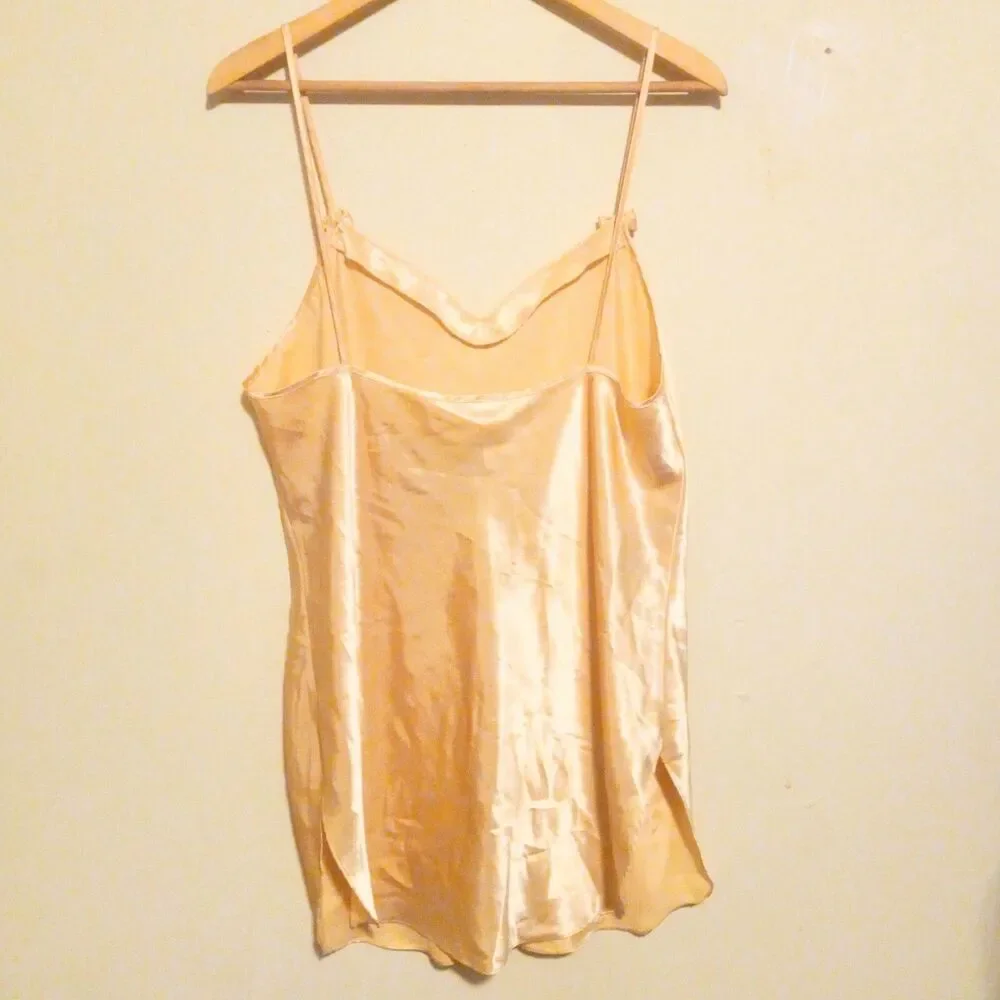 Vintage California Dynasty Liquid Satin Chemise Gown-Large-Bow Detail-Yellow